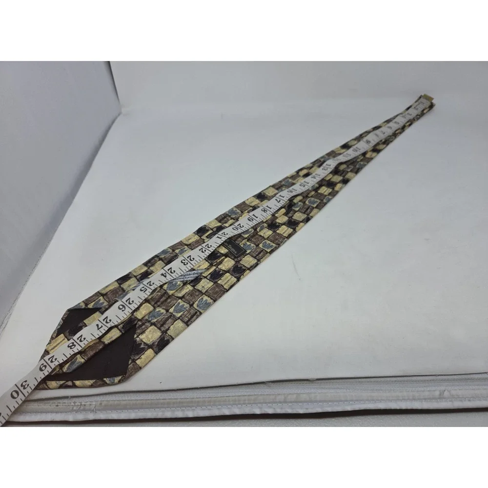 ERMENEGILDO ZEGNA Disegno Tie‎ Brown Yellow Green Flowers 59L 4W Made in Italy